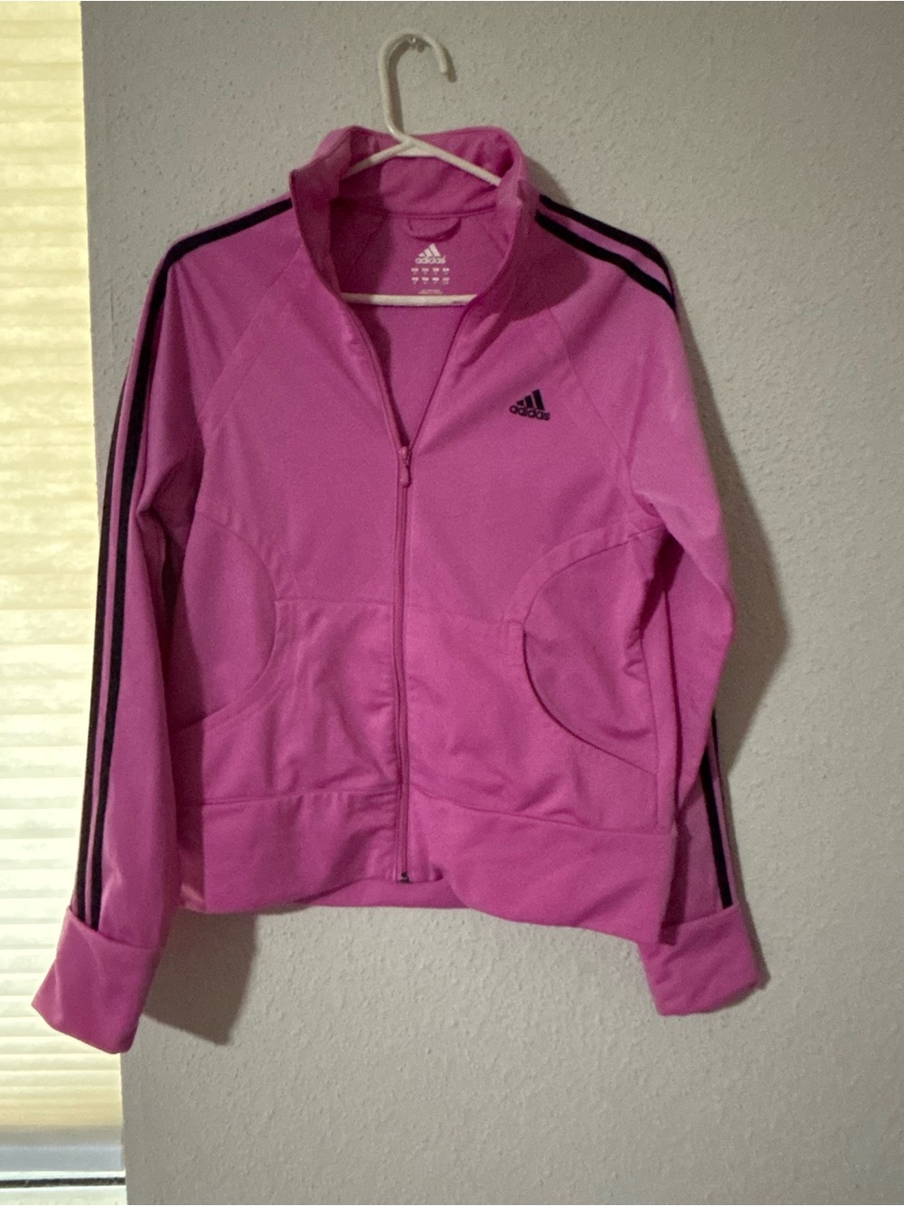 adidas Pink Full-Zip Track Jacket with Black Stripes